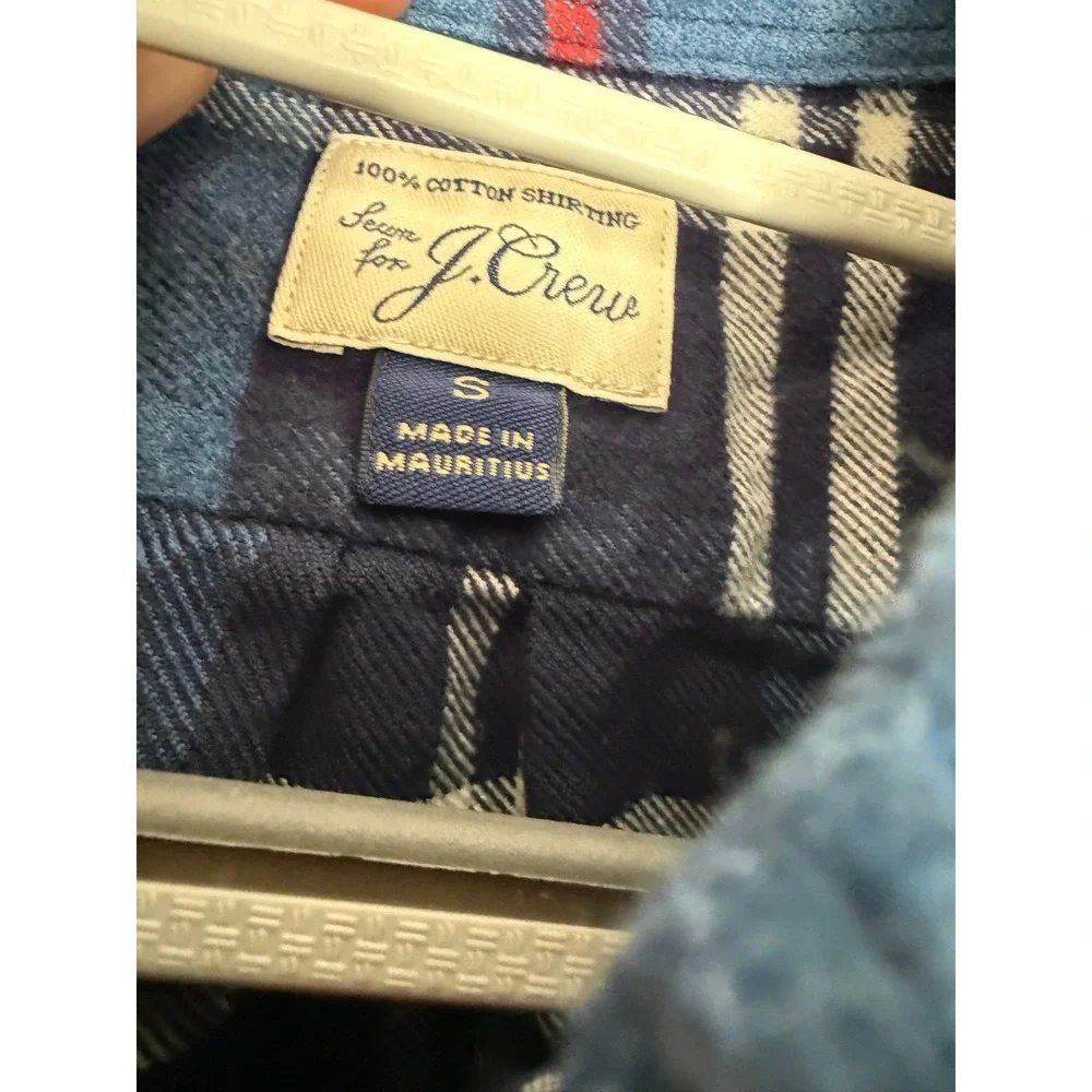 J.crew blue checkered flannel plaid shirt elbow‎ patches